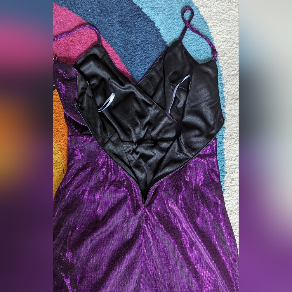 NWT Lulu's Purple Metallic Shimmer Dress - Picture 13 of 14